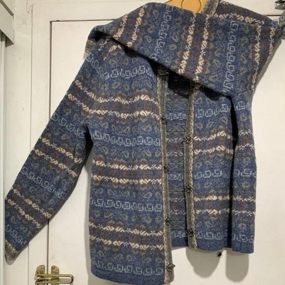 VINTAGE CARROLL REED WOOL PATTERN SWEATER JACKETS SIZE L - Picture 7 of 9